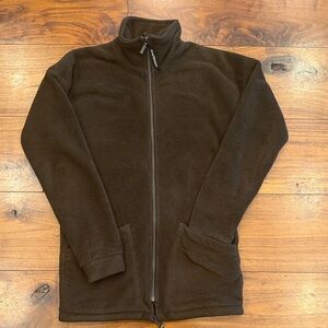 Barbour ladies fleece zip jacket. Classic tartan lining. Light wear.